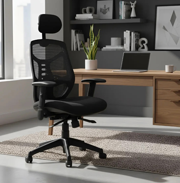 Silla Oficina Ergonomica Base Nylon Con Cabecero - Imagen 2