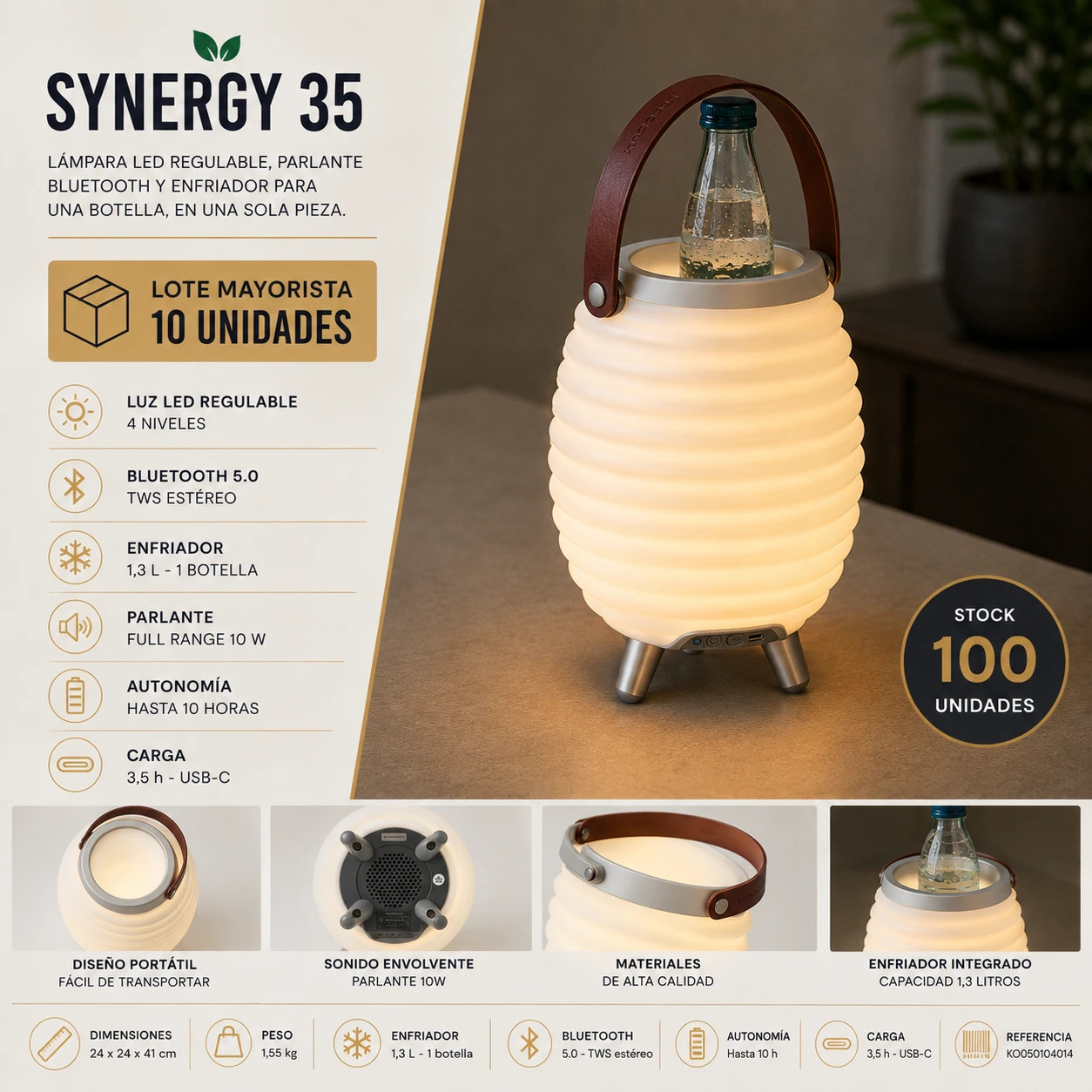 LOTE SYNERGY 35 | LÁMPARA LED CON PARLANTE BLUETOOTH Y ENFRIADOR INTEGRADO - Imagen 2