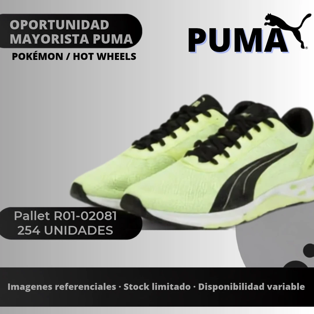 PALLET R01-02081 PUMA - POKÉMON / HOT WHEELS - VESTUARIO · ACCESORIOS · CALZADO-254 UNIDADES - Imagen 1