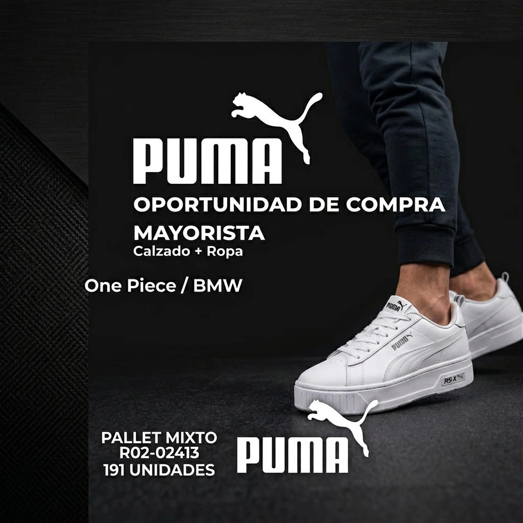 PALLET R02-02413 MAYORISTA PUMA - 191 UNIDADES - VESTUARIO · CALZADO - Imagen 1