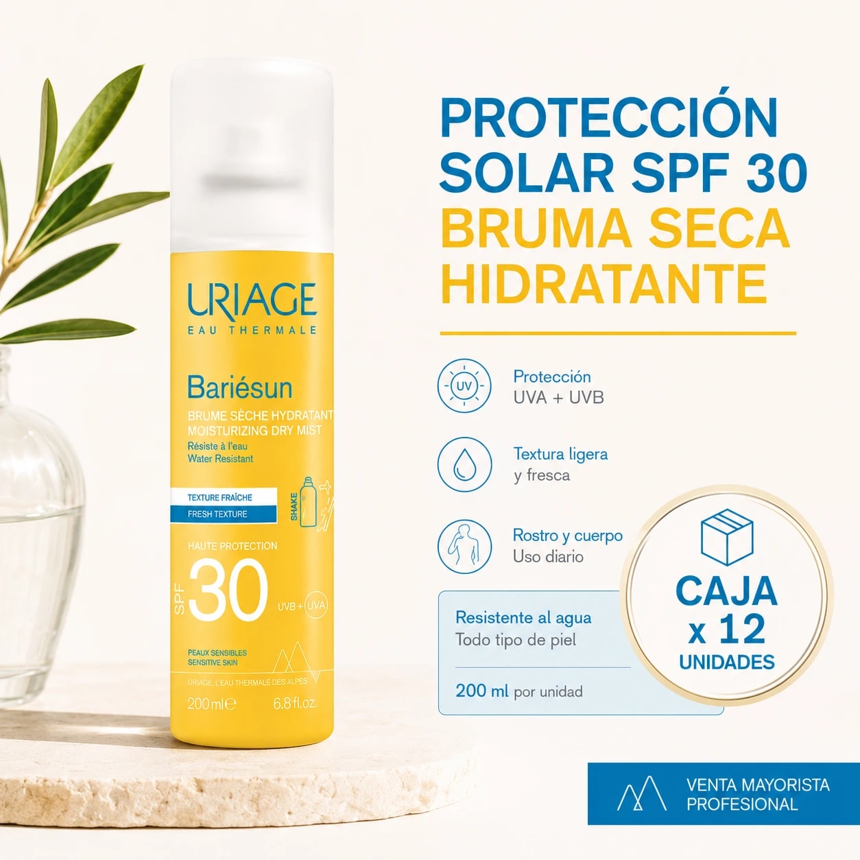 URIAGE BARIESUN SPF30 DRY MIST  200ML | CAJA CERRADA x 12 UNIDADES - Miniatura 2
