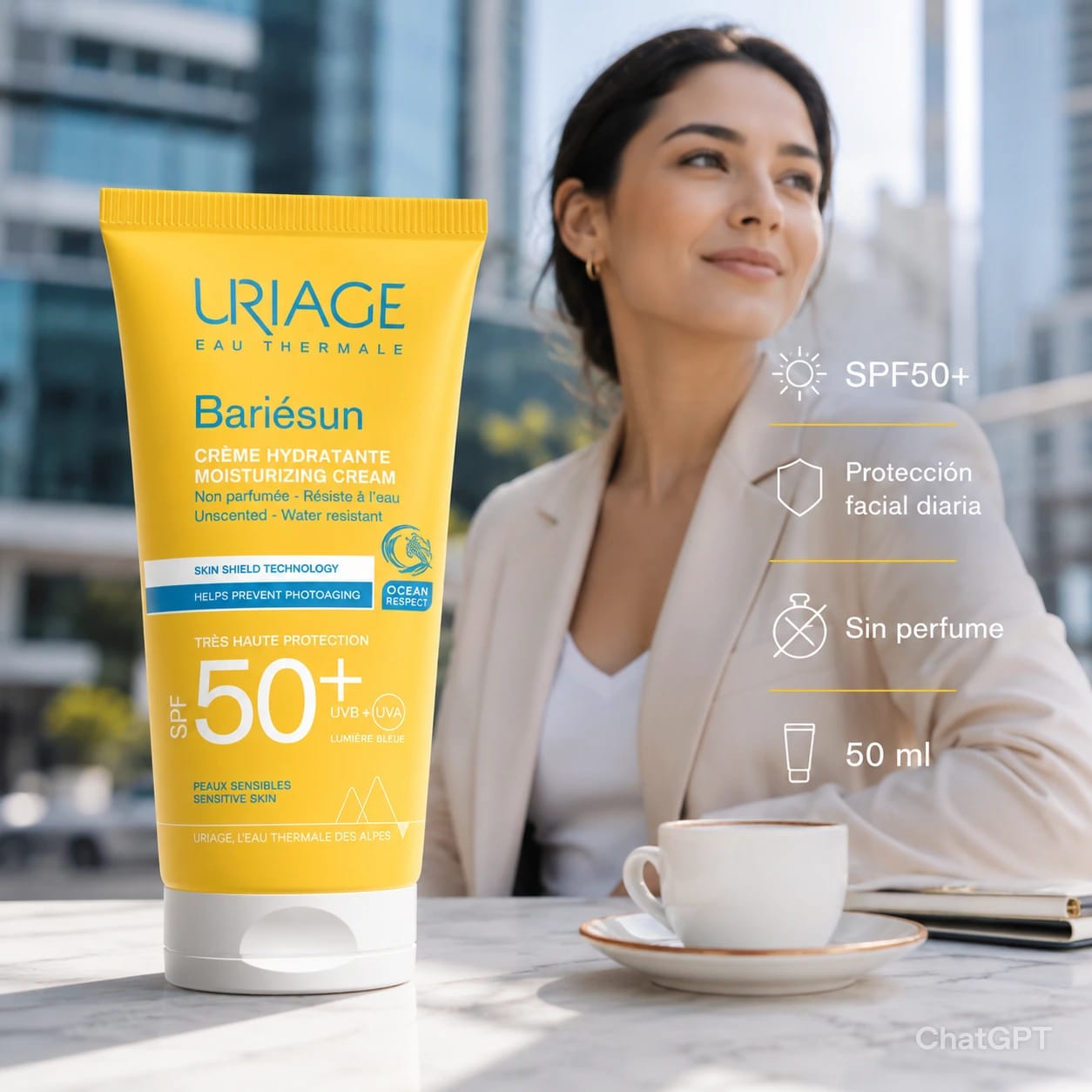 URIAGE BARIESUN SPF50+ FRAGRANCE FREE CREAM 50ML | CAJA X 42 UNIDADES | PROTECTOR SOLAR FACIAL - Miniatura 3