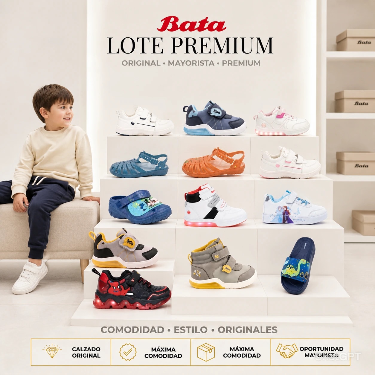 LOTE # 105 BATA– ROPA, CALZADO Y ACCESORIOS INFANTILES BUBBLEGUMMERS - Miniatura 3