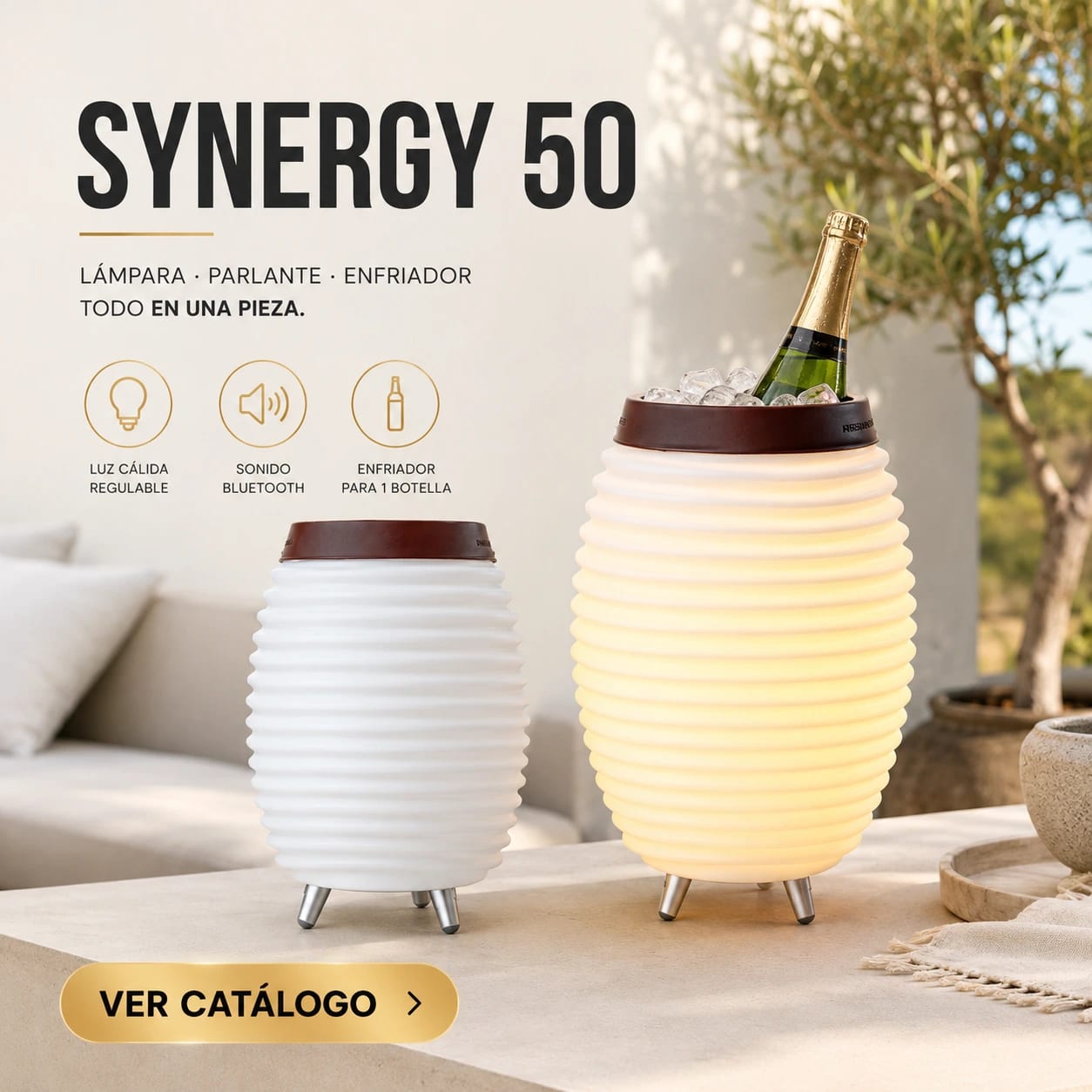 LOTE SYNERGY 50 | LÁMPARA DE PISO LED CON BLUETOOTH Y ENFRIADOR INTEGRADO - Miniatura 1