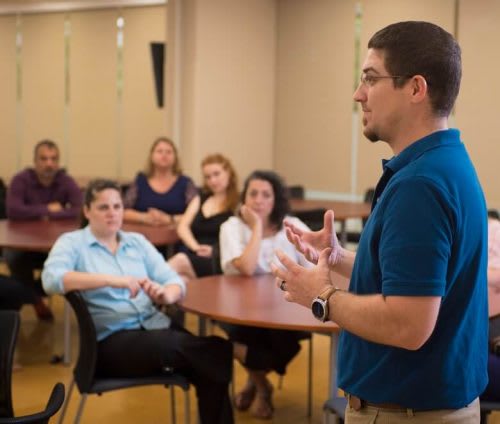 Faculty member presenting at counseling residency