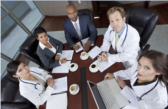 A group of DNPs meet around a conference table.