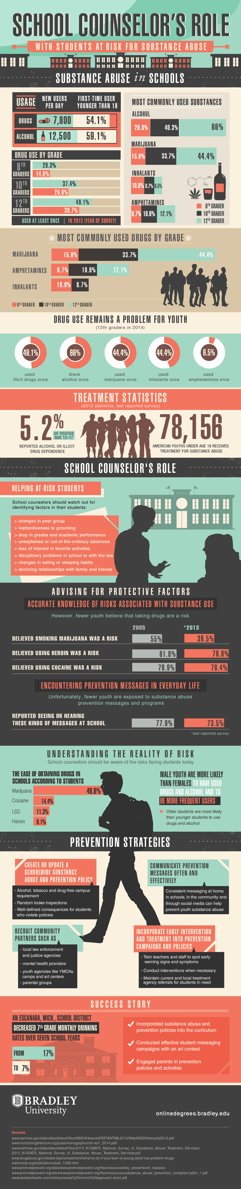 Infographics on School Counselors Role in Helping Ensure That Students Stay on the Right Track and Don't Abuse Substances