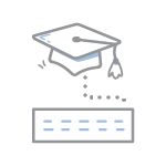 Icon of a graduation cap and keyboard