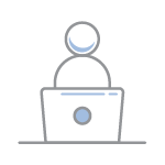 Icon of a person using a laptop