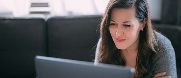 A woman using a laptop