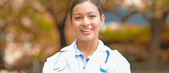 Female medical professional with stethoscope