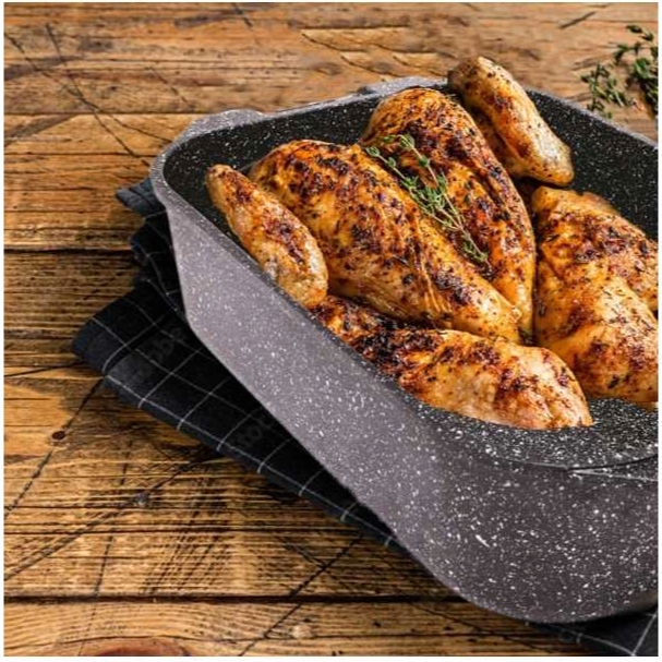  Rôtissoire fonte d’aluminium + couvercle verre-TP-34RO