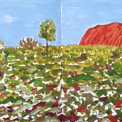 Summer in Uluru, acrylic on sketchbook,
