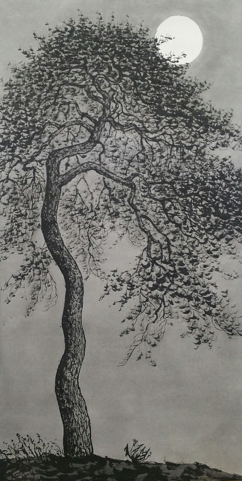 Moon and Pine Tree 1