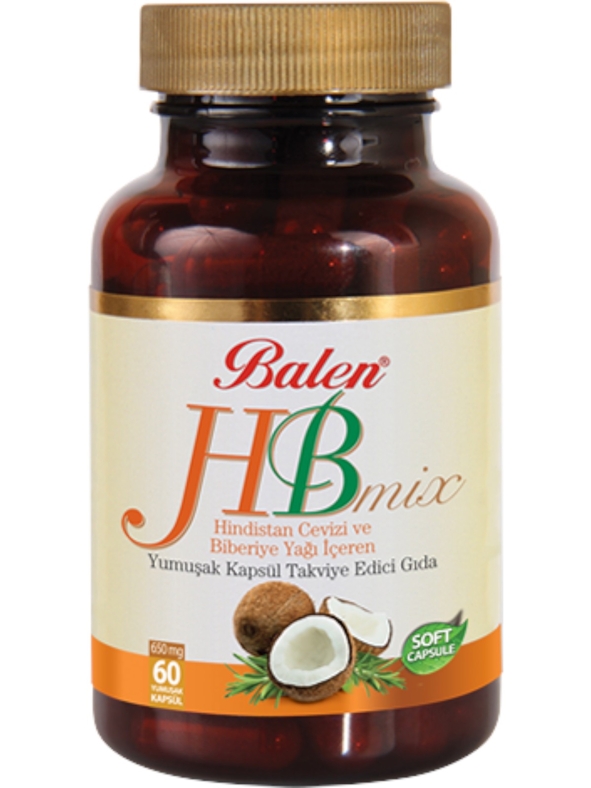 Balen HB Mix Hindistan Cevizi ve Biberiye Yağı İçeren Yumuşak Kapsül