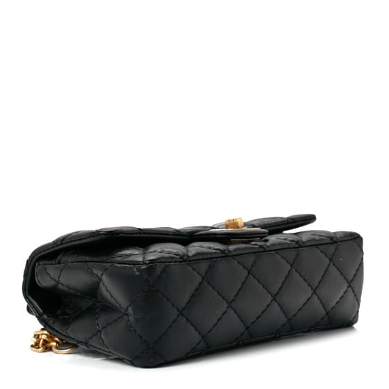 Chanel Aged Calfskin Quilted 2.55 Reissue Flap Belt Bag Clutch Black view 3