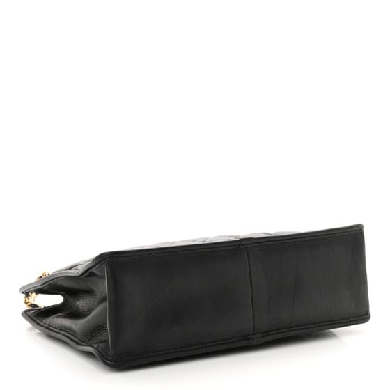 Chanel Aged Calfskin Quilted Graphic Catch Shopping Bag Black view 4