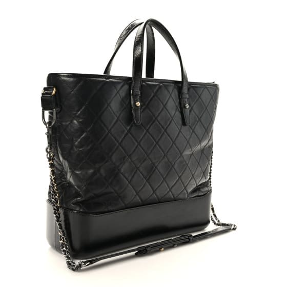 Chanel Aged Calfskin Quilted Large Gabrielle Shopping Tote Black view 4