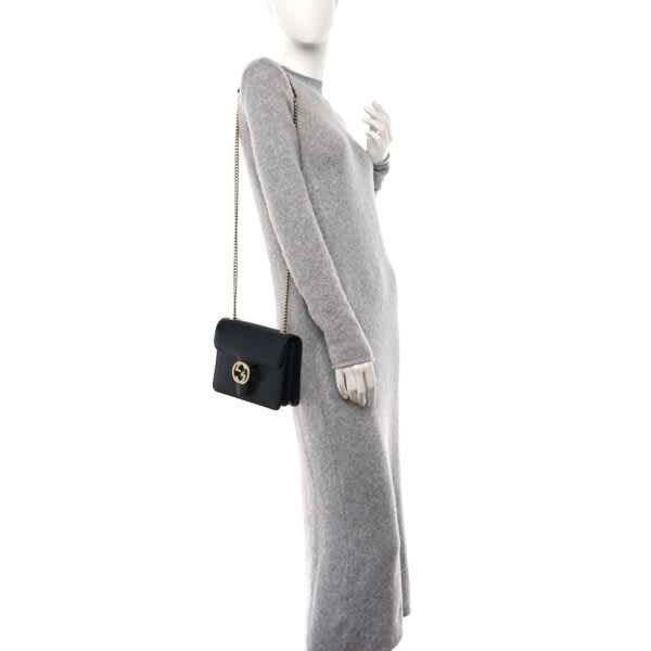 Gucci Dollar Calfskin Small Interlocking G Shoulder Bag Black view 3