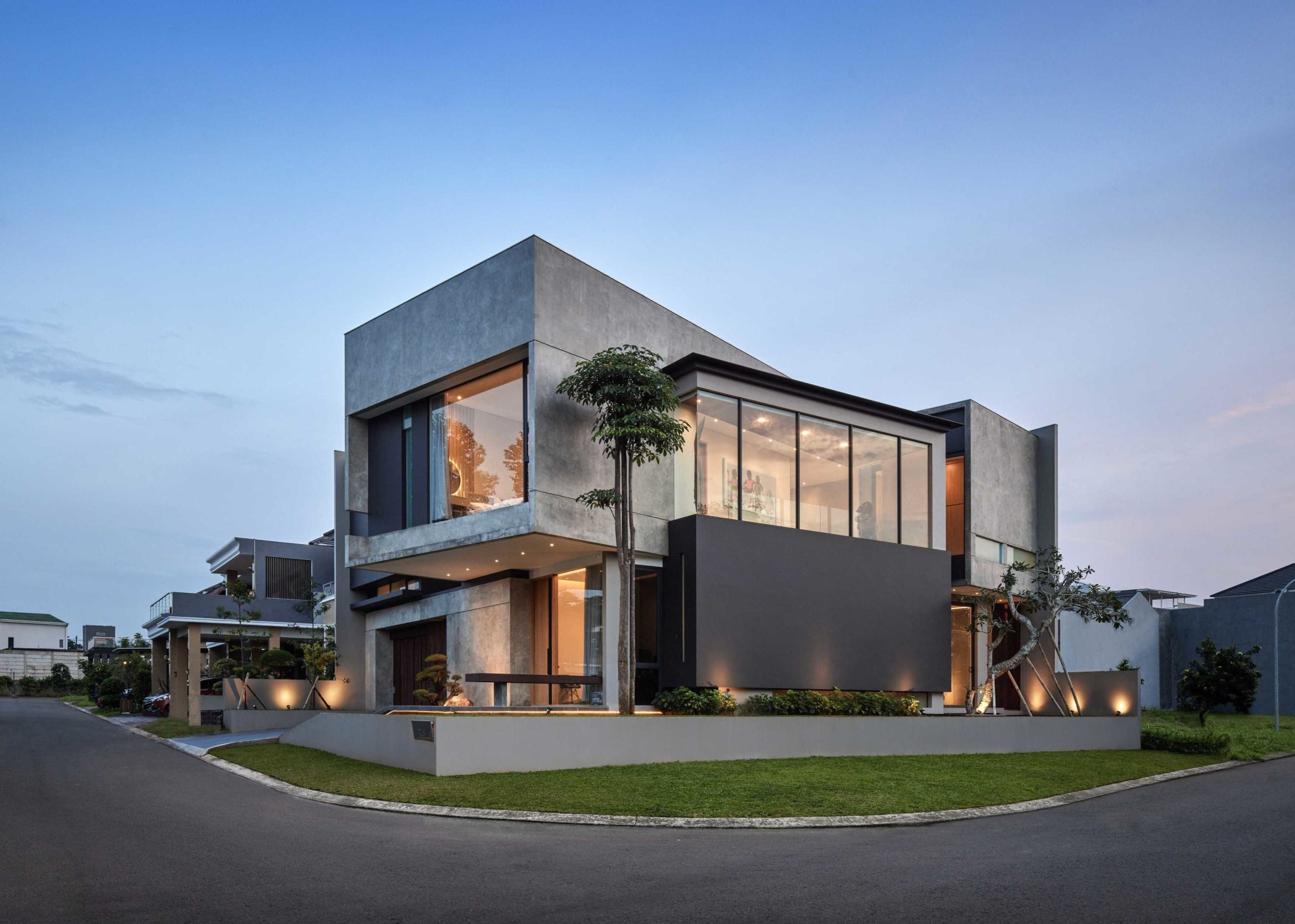 Desain rumah minimalis modern dengan taman depan