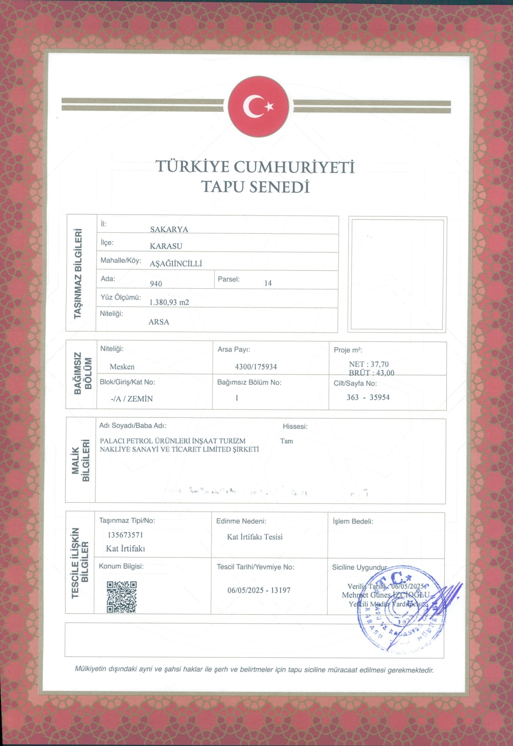 Karasu İncilli 2+1 satılık daire - Palacı 30 Daire - Liman Mevkii Piri Reis Cad. Yerden Isıtmalı Sıfır 2+1 - Fotoğraf 1