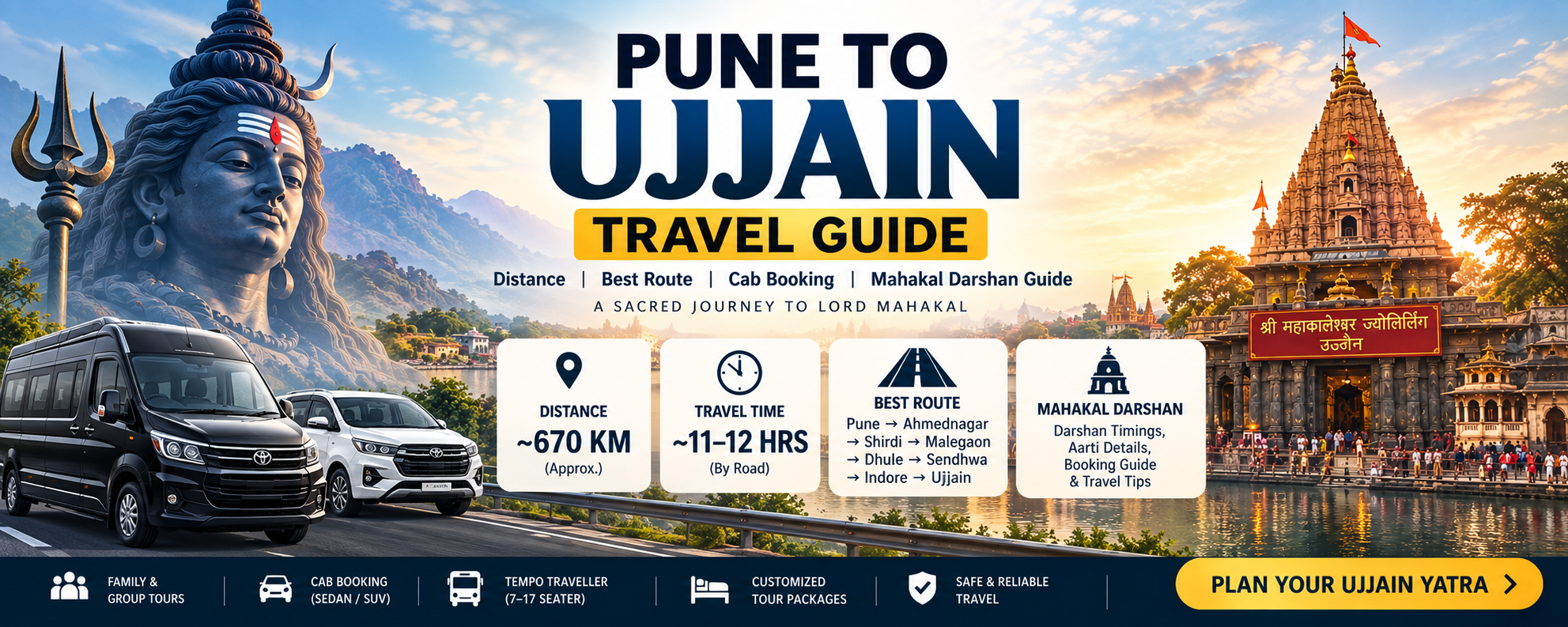 Pune to Ujjain Travel Guide: Distance, Best Route, Cab Booking & Mahakal Darshan