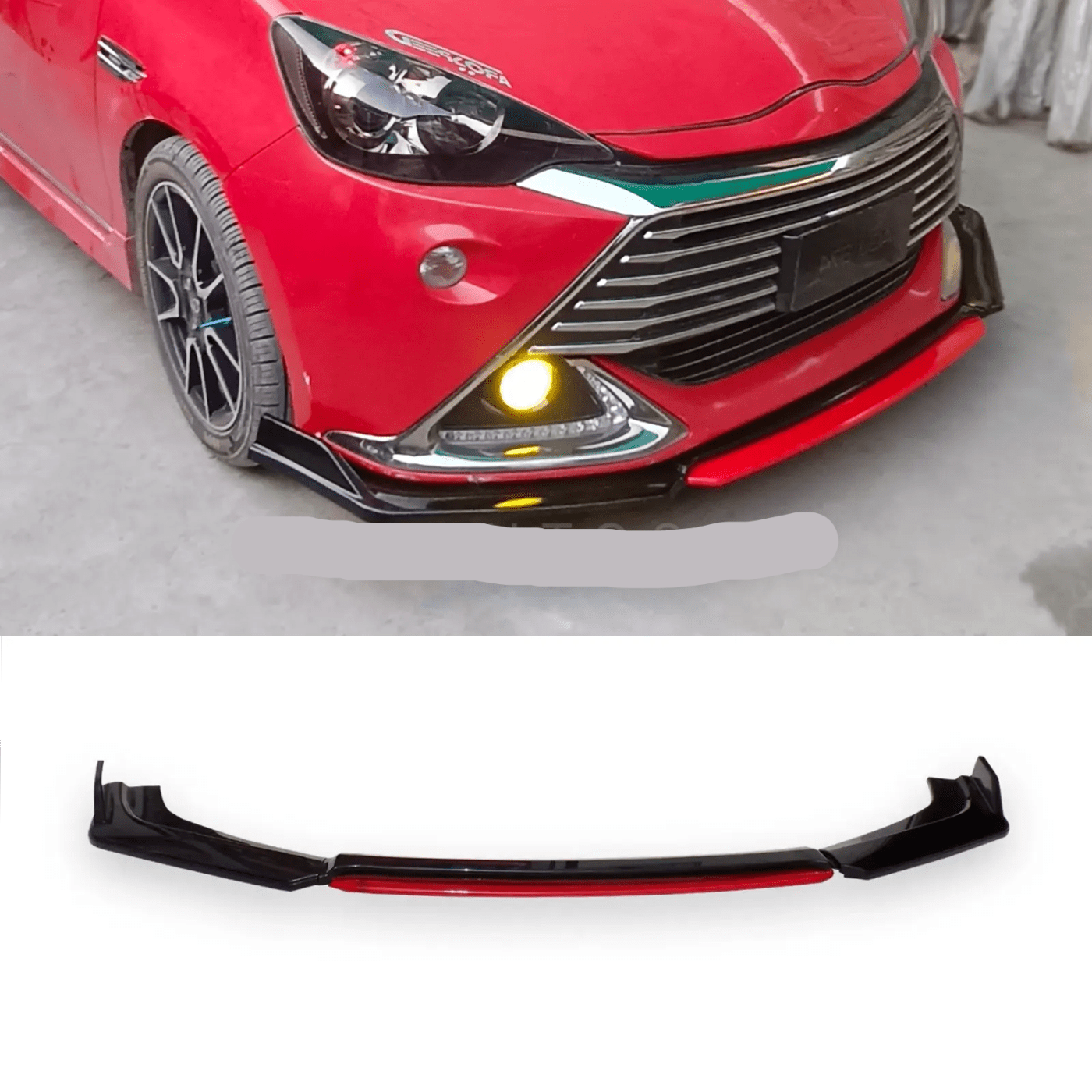 Toyota Aqua 2022-2024 Sportline Front Splitter Canards Red Black