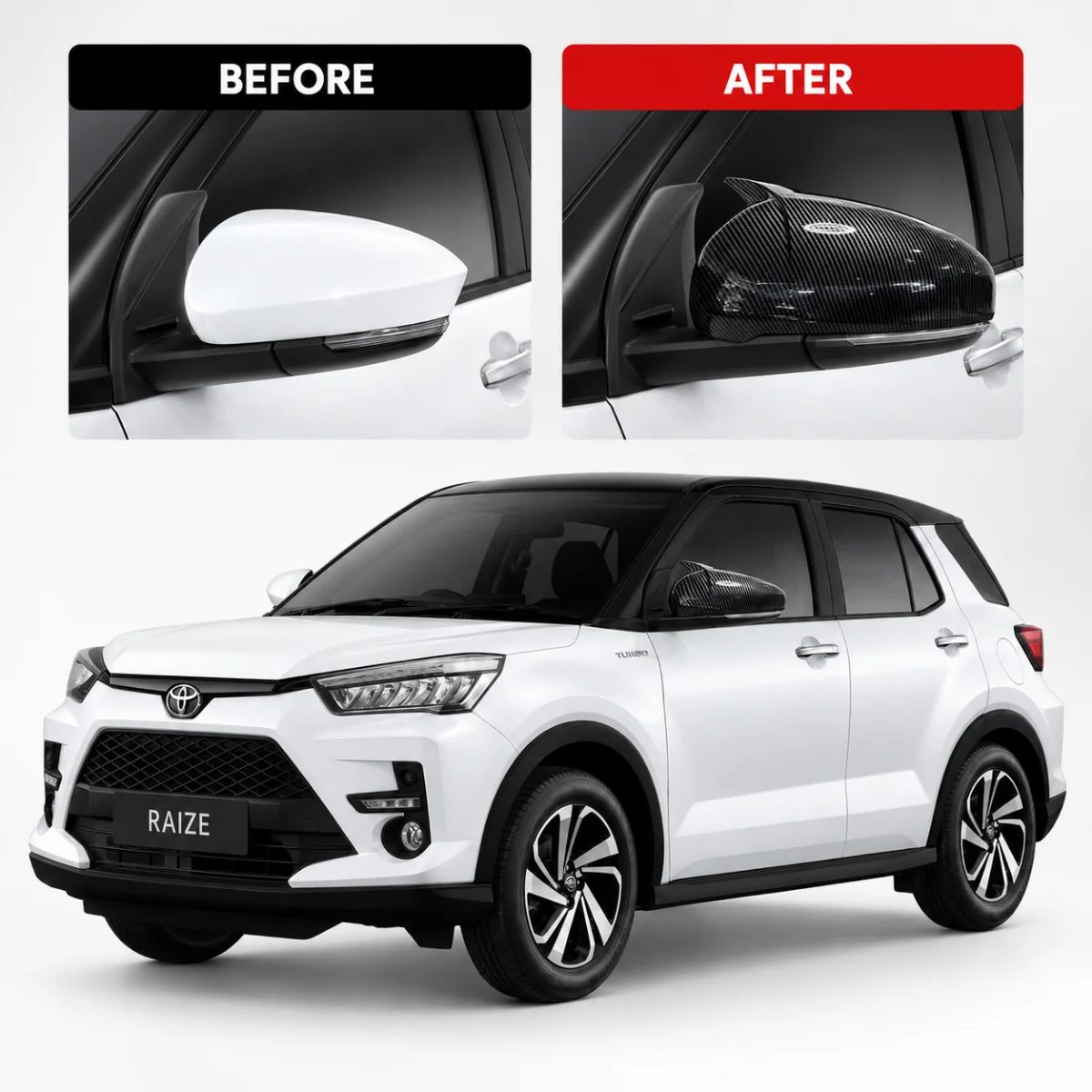 Toyota Raize 2025 Batman Style Side Mirror Cover 1