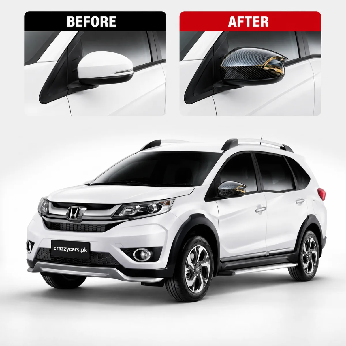 Honda BR-V Batman Style Side Mirror Cover Carbon Fiber 1