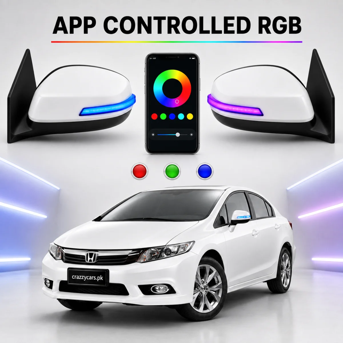 Civic Rebirth Side Mirror RGB Indicator 3