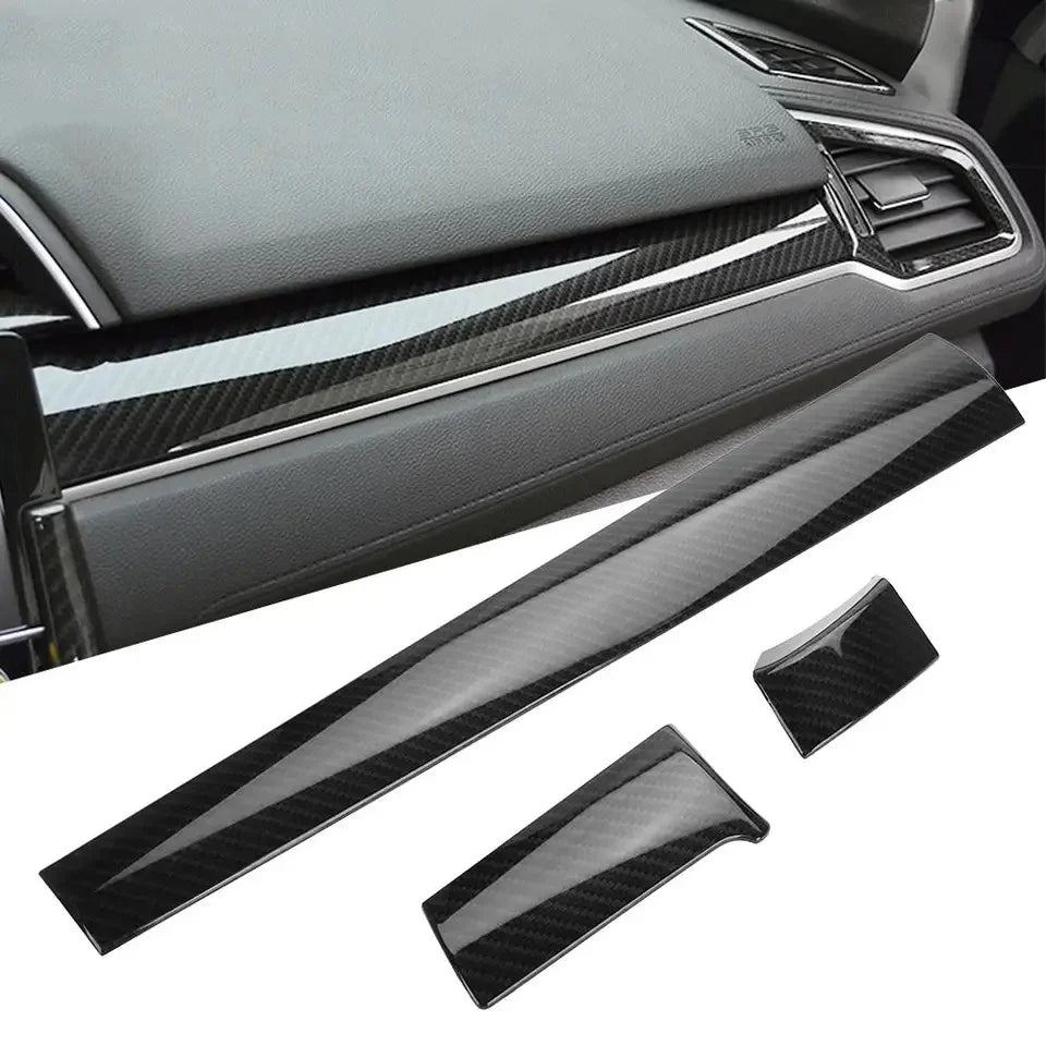 Honda Civic X 2016-2021 Carbon Fiber Front Dashboard Trims 3PCS 1