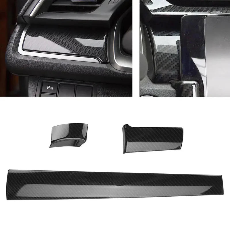 Honda Civic X 2016-2021 Carbon Fiber Front Dashboard Trims 3PCS 2