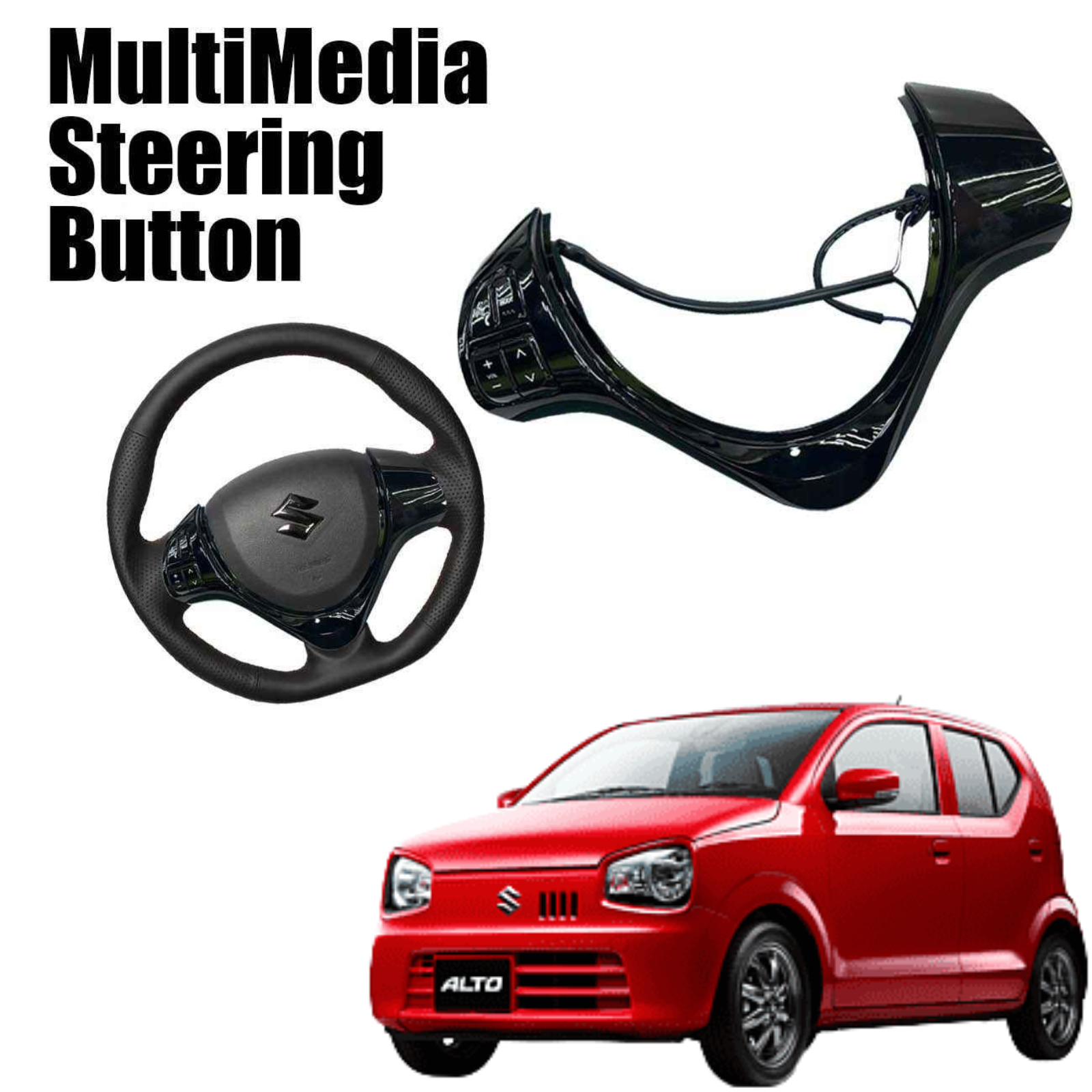 Suzuki Alto Multimedia Steering Control Buttons with Spiral Cable Glossy Black 1