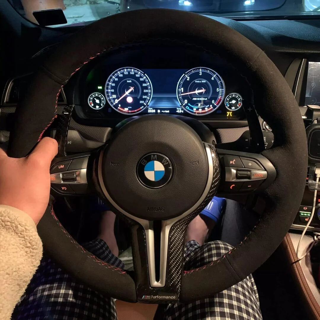 Universal Hand Sewing Top Alcantara Steering Wheel Cover 1 Pc (Black) 2