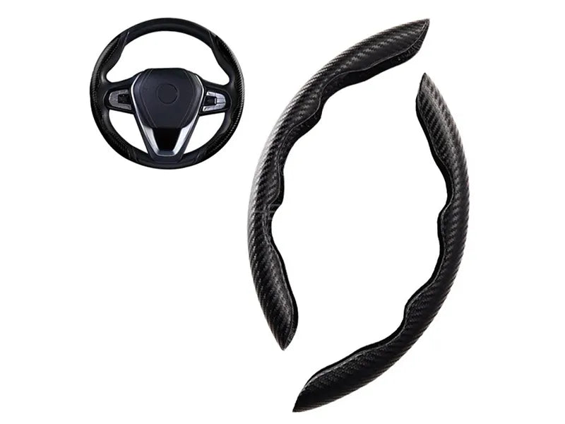 Universal Carbon Fiber Steering Wheel Cover Trims Anti-Slip 2PCS 2