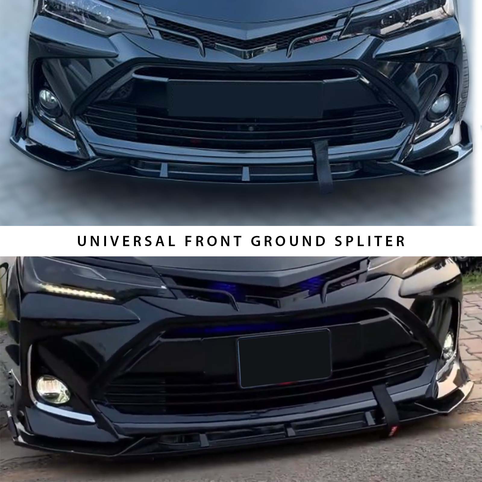 Universal 3-Piece Front Bumper Splitter Ground Style ABS 1