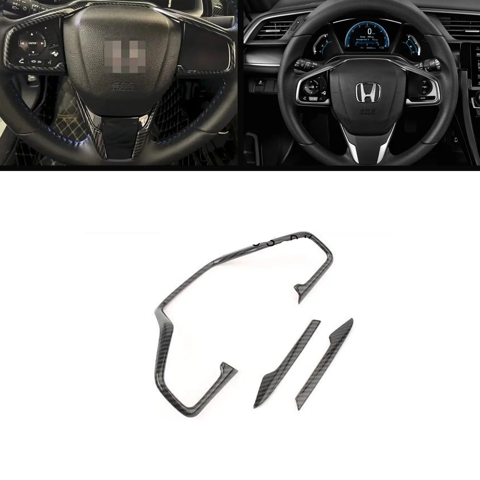 Honda Civic X 2016-2021 Carbon AC Steering Trim Full Set 1