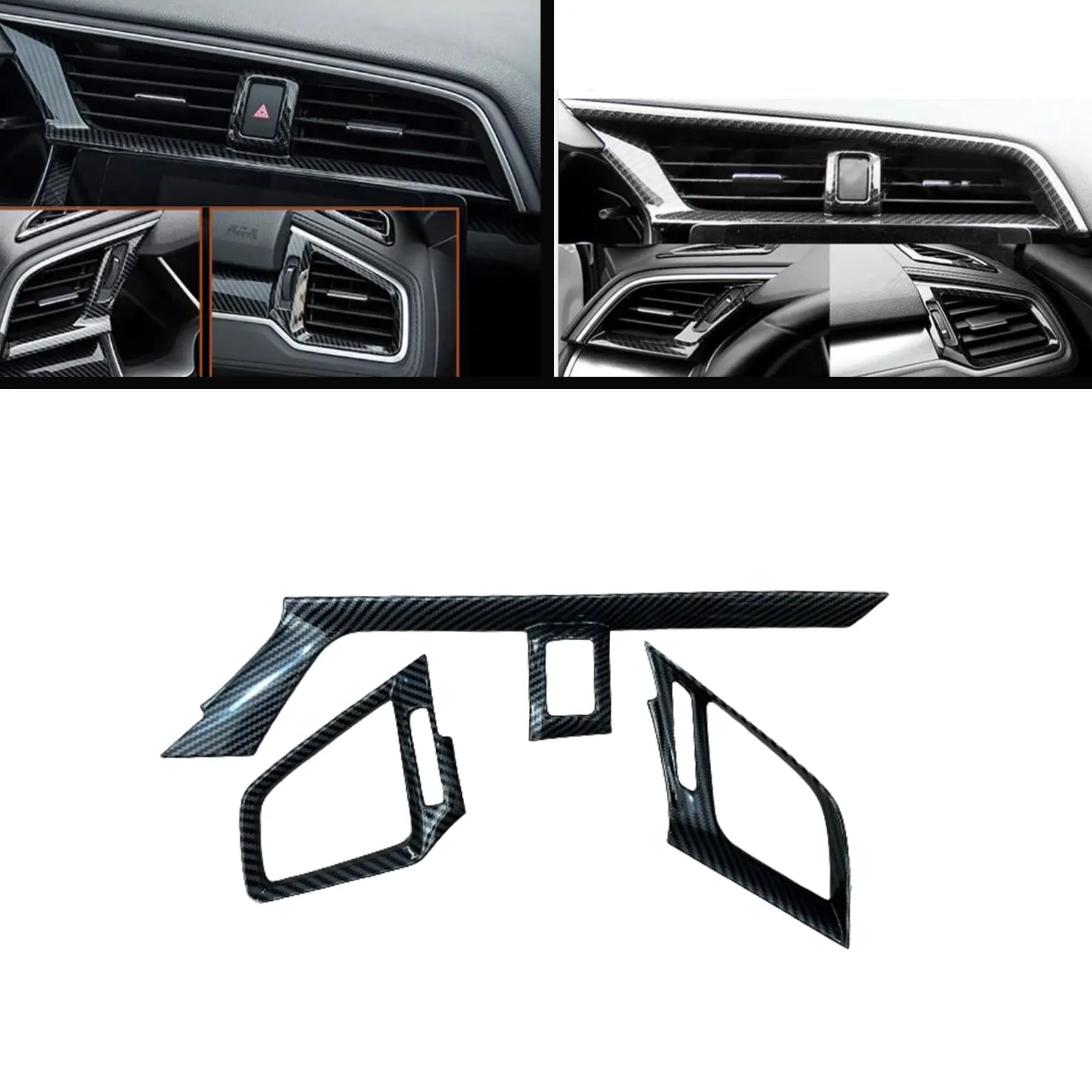 Honda Civic X 2016-2021 Carbon Fiber AC Vent Trims 1