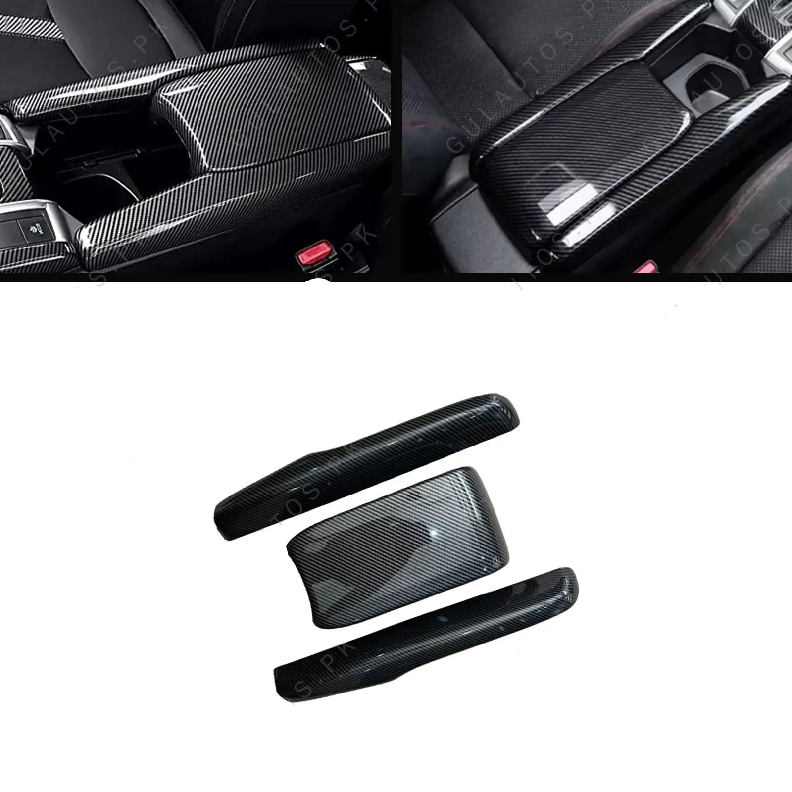 Honda Civic X 2016-2021 Carbon Armrest Console Trim 3PCS 1