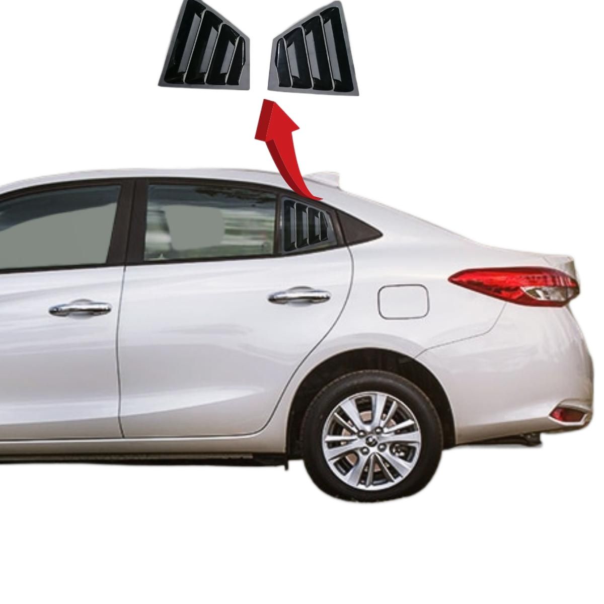 Toyota Yaris 2020-2026 Window Quarter Louver Covers – Gloss Black 3