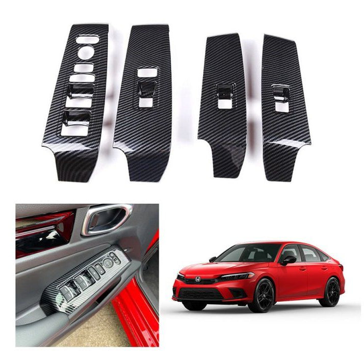Carbon Fiber Window Switch Control Trims for Honda Civic 11th Gen (2022-2026) - 4PCS 1