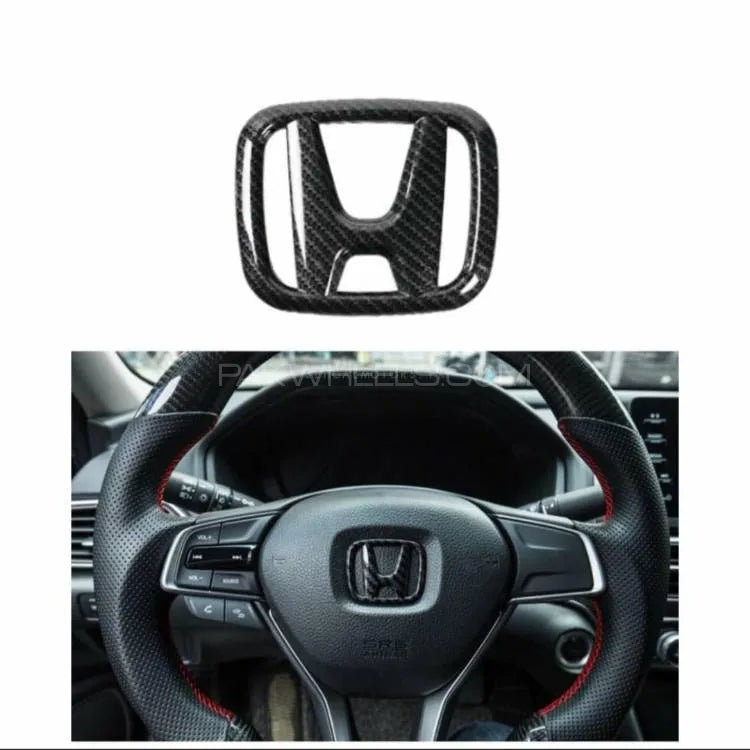 Honda Carbon Steering Monogram Logo Emblem 1