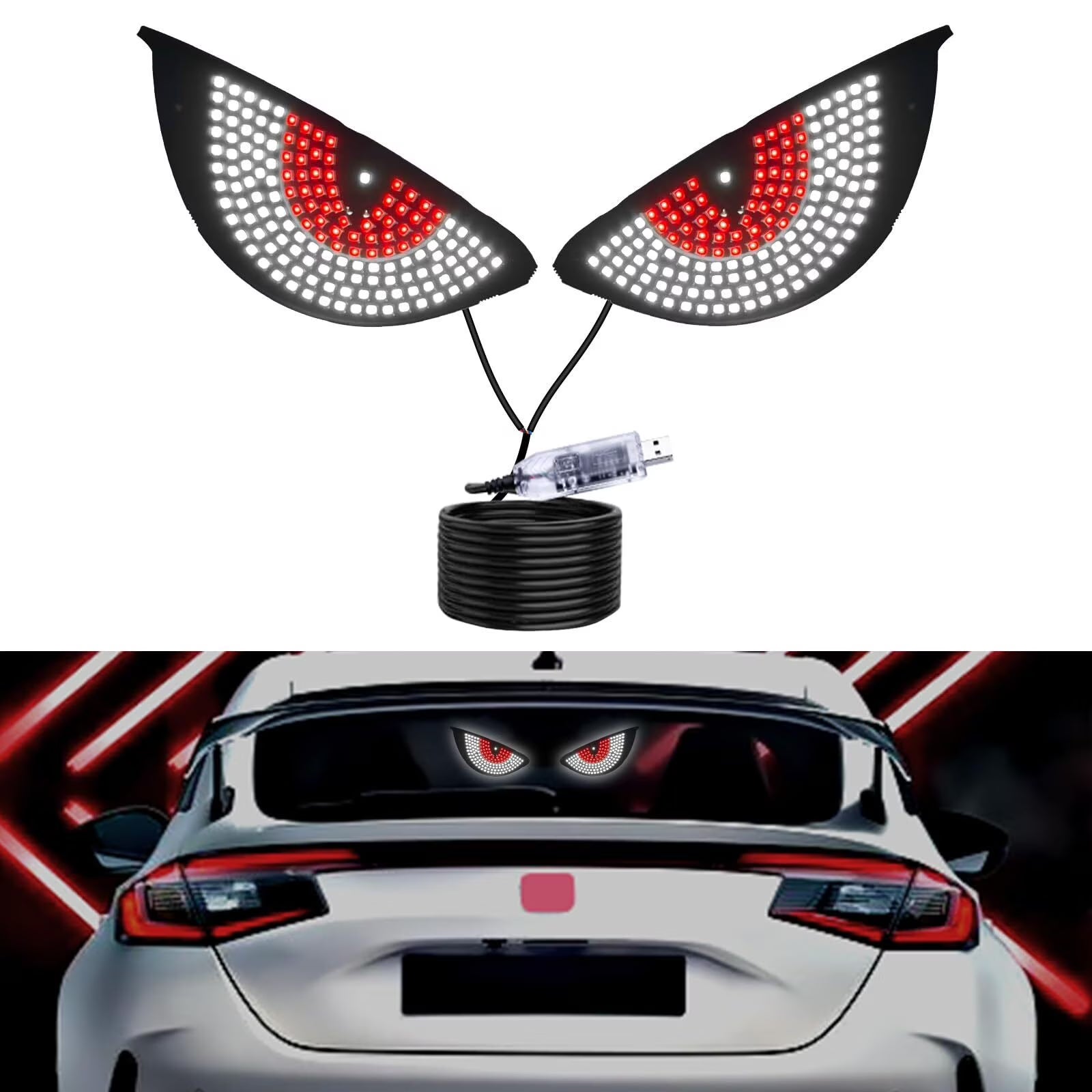 Devil Eye LED Car Rear Windshield Light 11 Modes 4