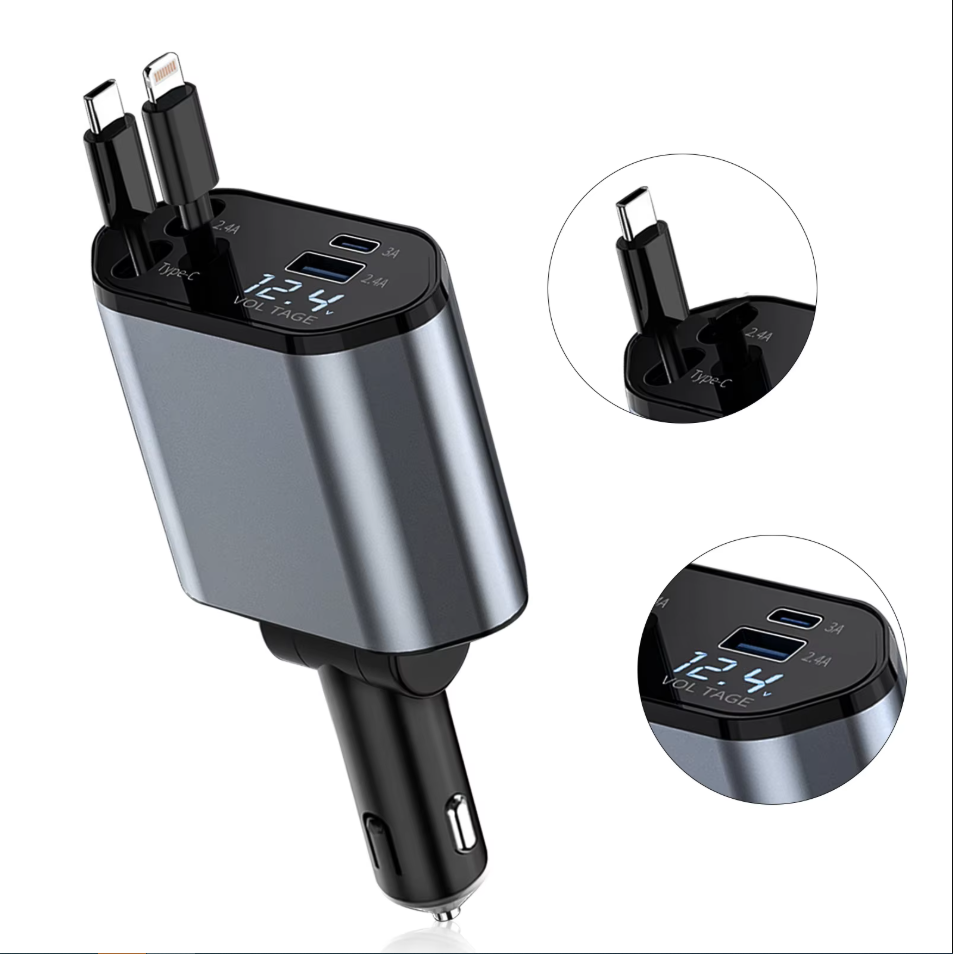 4-in-1 45W Fast Car Charger USB Type-C 3