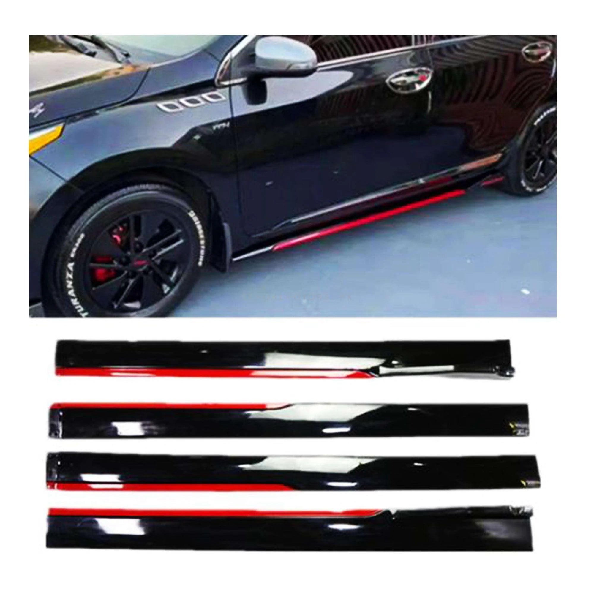 Red Line Side Skirts – ABS Plastic Side Skirt Kit 4 PCS 2
