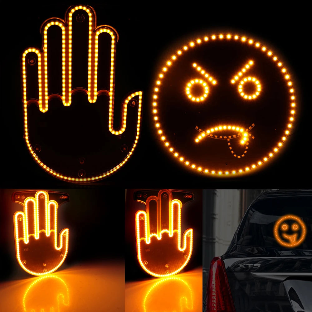 Funny Window Hand Gesture LED Light – Car Rear 1
