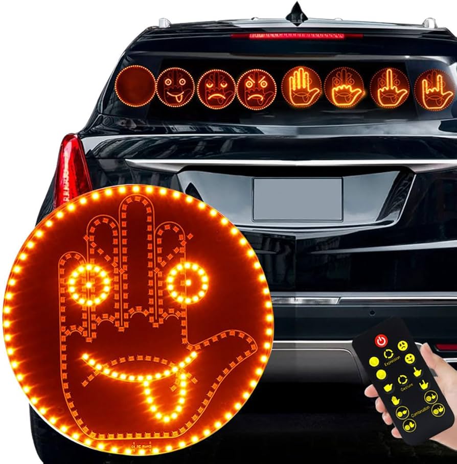 Funny Window Hand Gesture LED Light – Car Rear 2