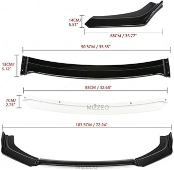 Universal Front Bumper Splitter ABS Plastic 4PCS 5