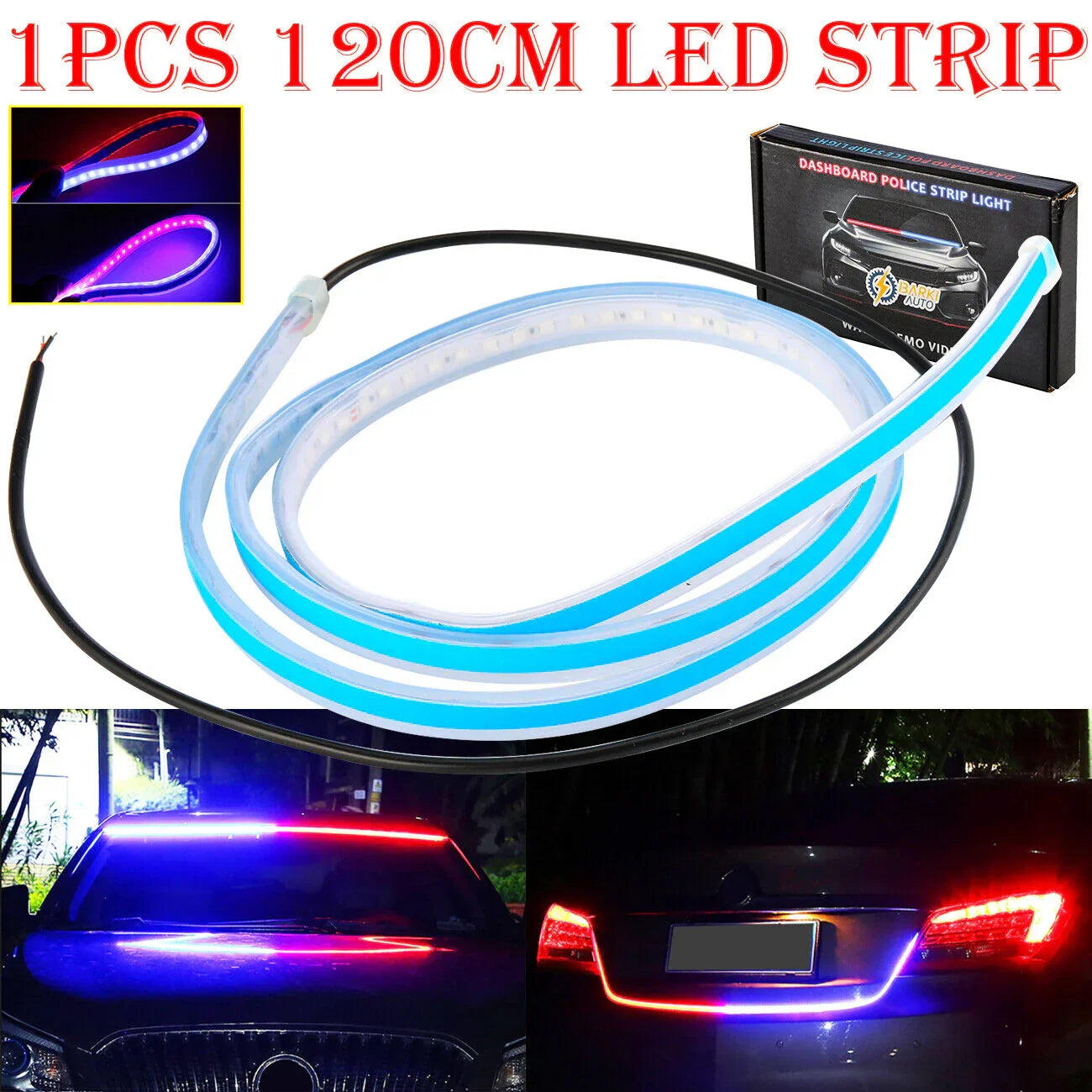 SOS Police Strip Light Red Blue LED Emergency Strobe 3