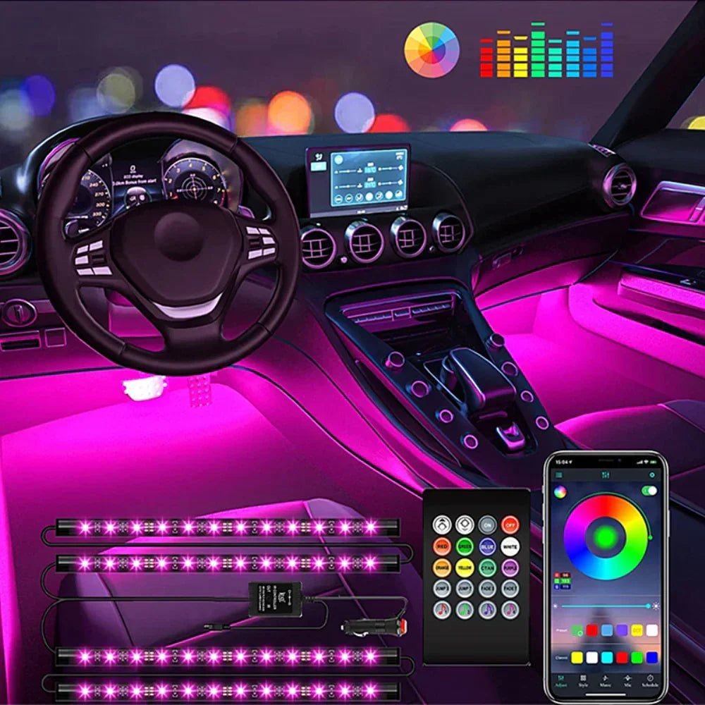 Car RGB Atmosphere Light – Interior Footwell LED Lights 4 PCS 5